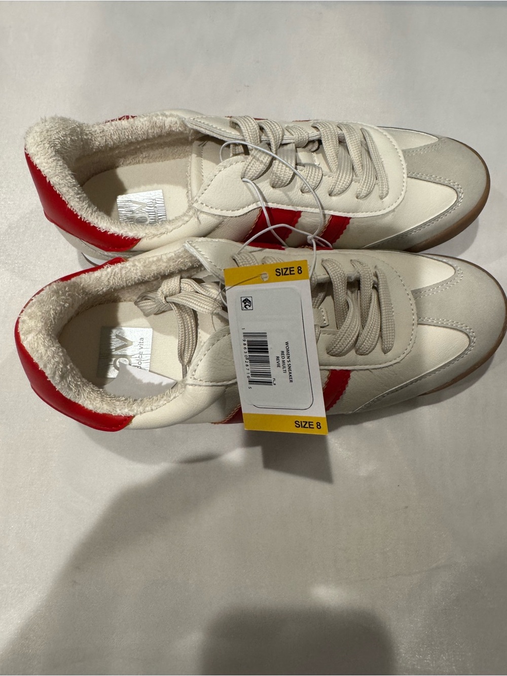 DV by Dolce Vita White Sneakers with Red Stripes - Picture 3 of 5